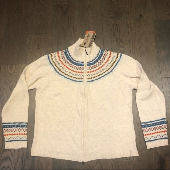NWT Columbia Serendipity Fairisle Full Zip Women’s Sweater Sz XL Cream/Multi - Picture 12 of 12